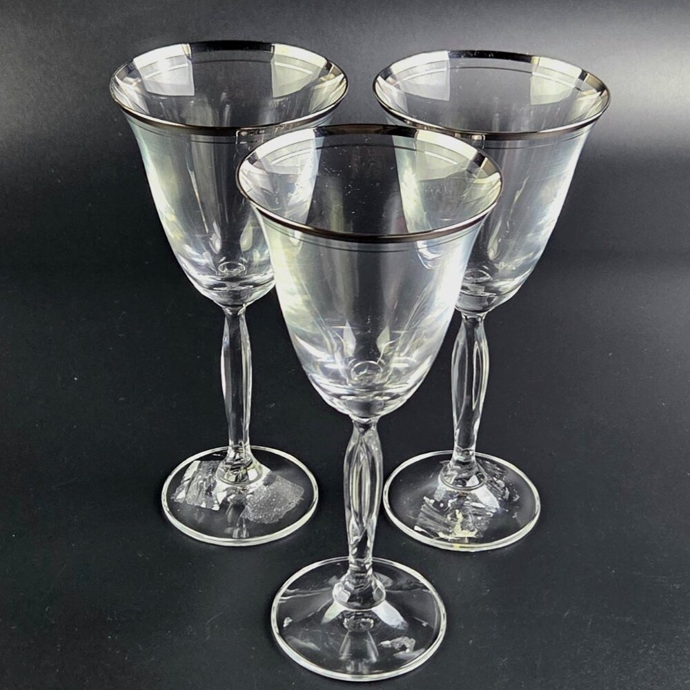 Vintage Wine Glass – Moon Glow by Mikasa – Set of 3 – 7 3/8" Tall